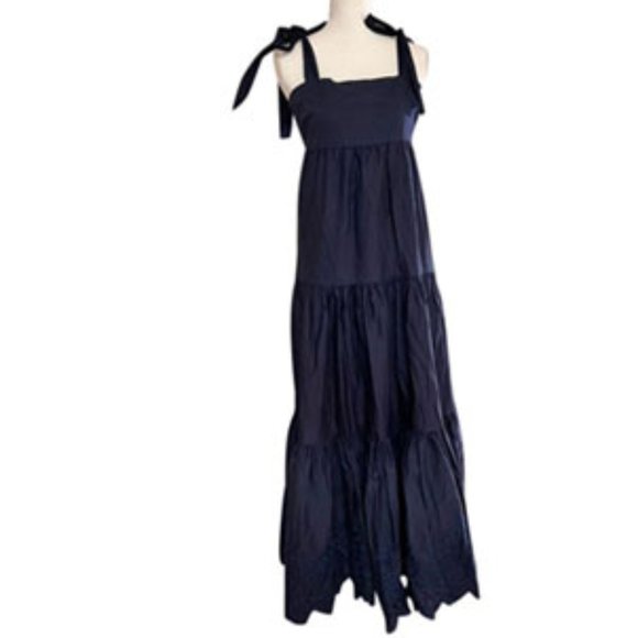 JASON WU Stretch COTTON Embroidered Tiered Skirt MAXI Dress - Picture 1 of 5